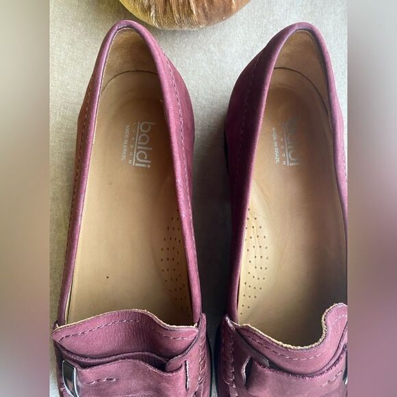 baldi london wine-colored shoes loafers with small platform size 8.5 made New - Picture 6 of 12